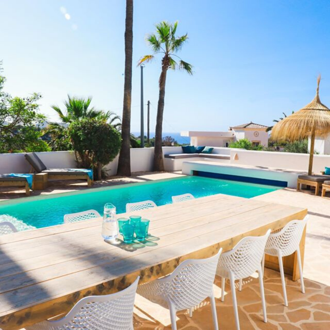 scaffold wood furniture at the pool